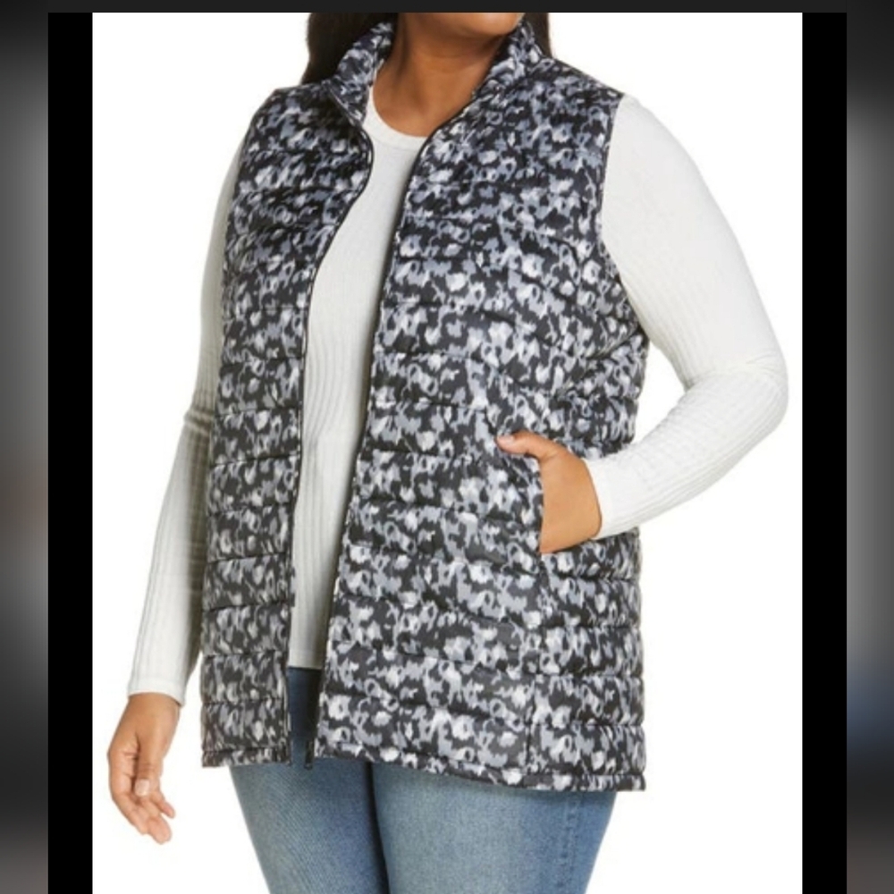 Bobeau Womens Plus Size Black and White Winter Puffer Vest EUC Size 1X